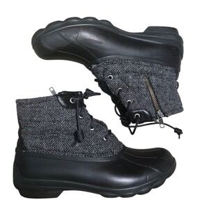 Sperry Boots Women 8 M Gulf Duck Winter Ankle Lace Up Zip STS99766 Wool